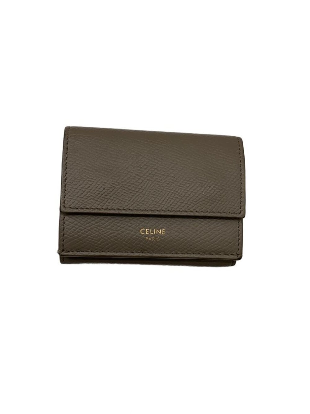 Celine Card Case Wallet Cowhide Leather Gray